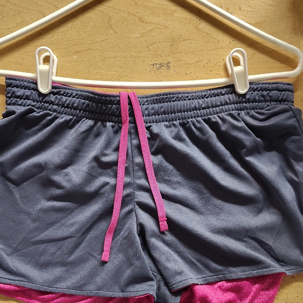 Women's Athletic Shorts in Charcoal and Pink